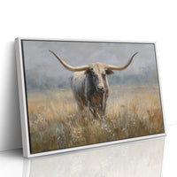Longhorn Among Meadow Wildflowers