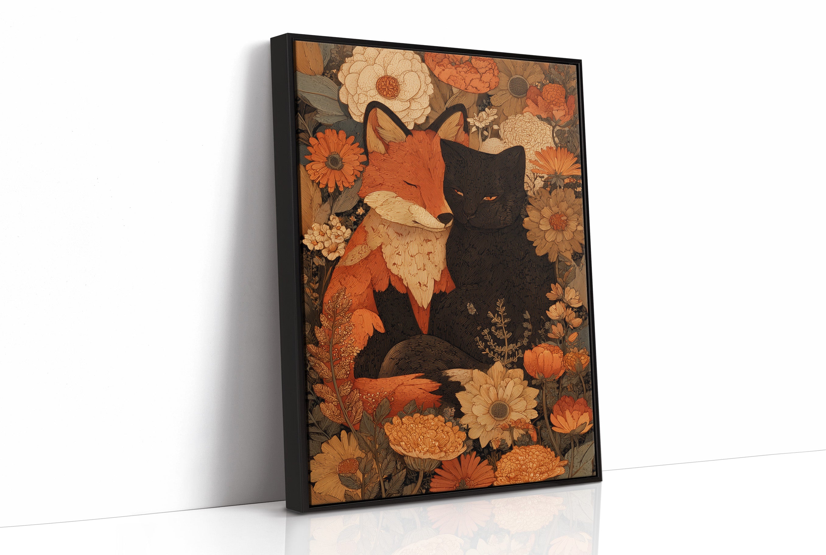 Autumn Fables Between Fox And Cat