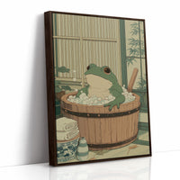 Frog's Peaceful Soak In Bamboo Bath