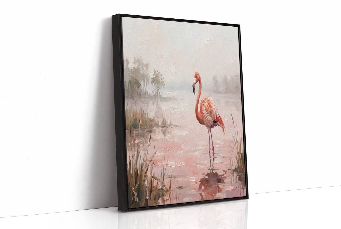 Flamingo in Rose-Tinted Water