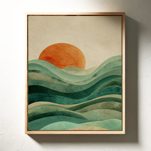 Waves Cradle the Setting Sun