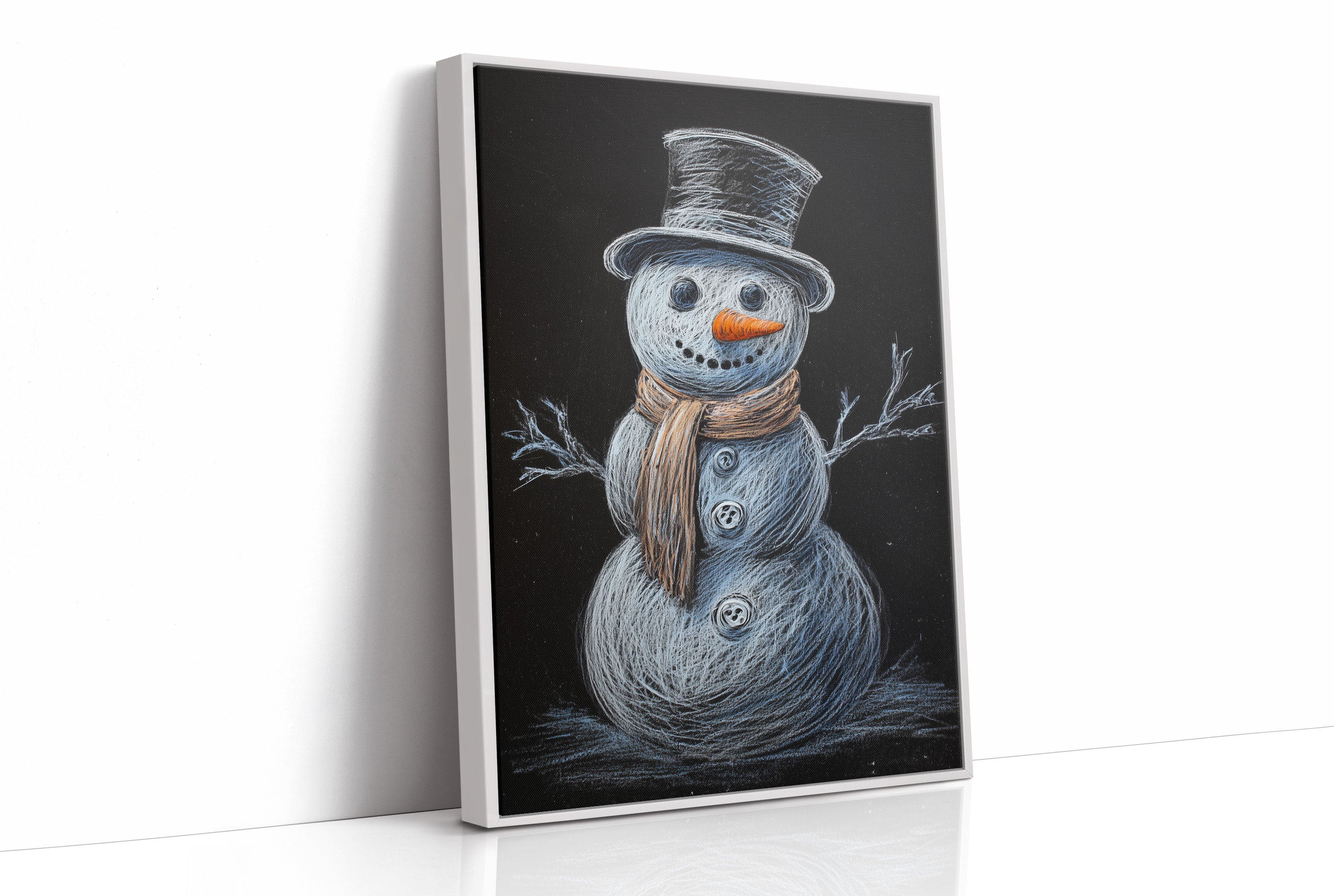 Snowman Tales On Winter Blackboard