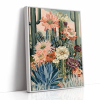 Blooming Oasis: Pink Cacti & Agave