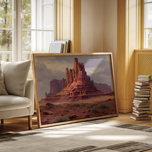 Red Towers Rise Through Purple Sky