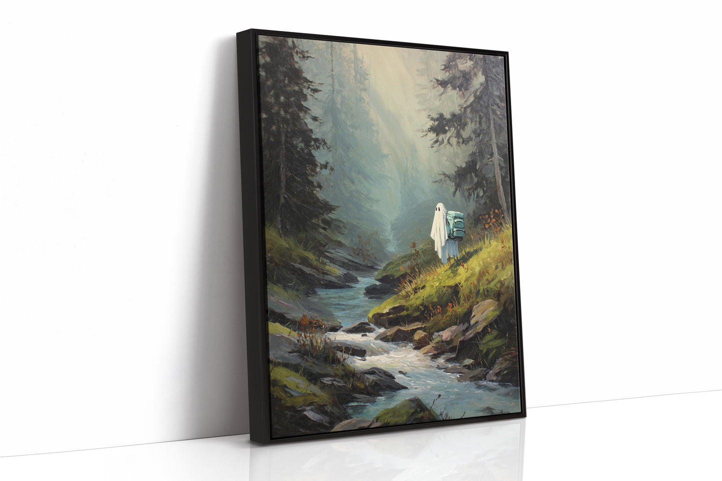 The Hiker Beneath Misty Pines