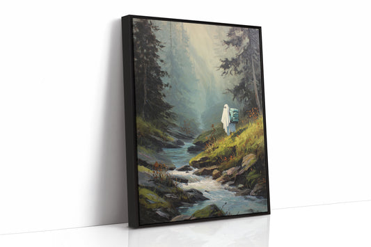 The Hiker Beneath Misty Pines