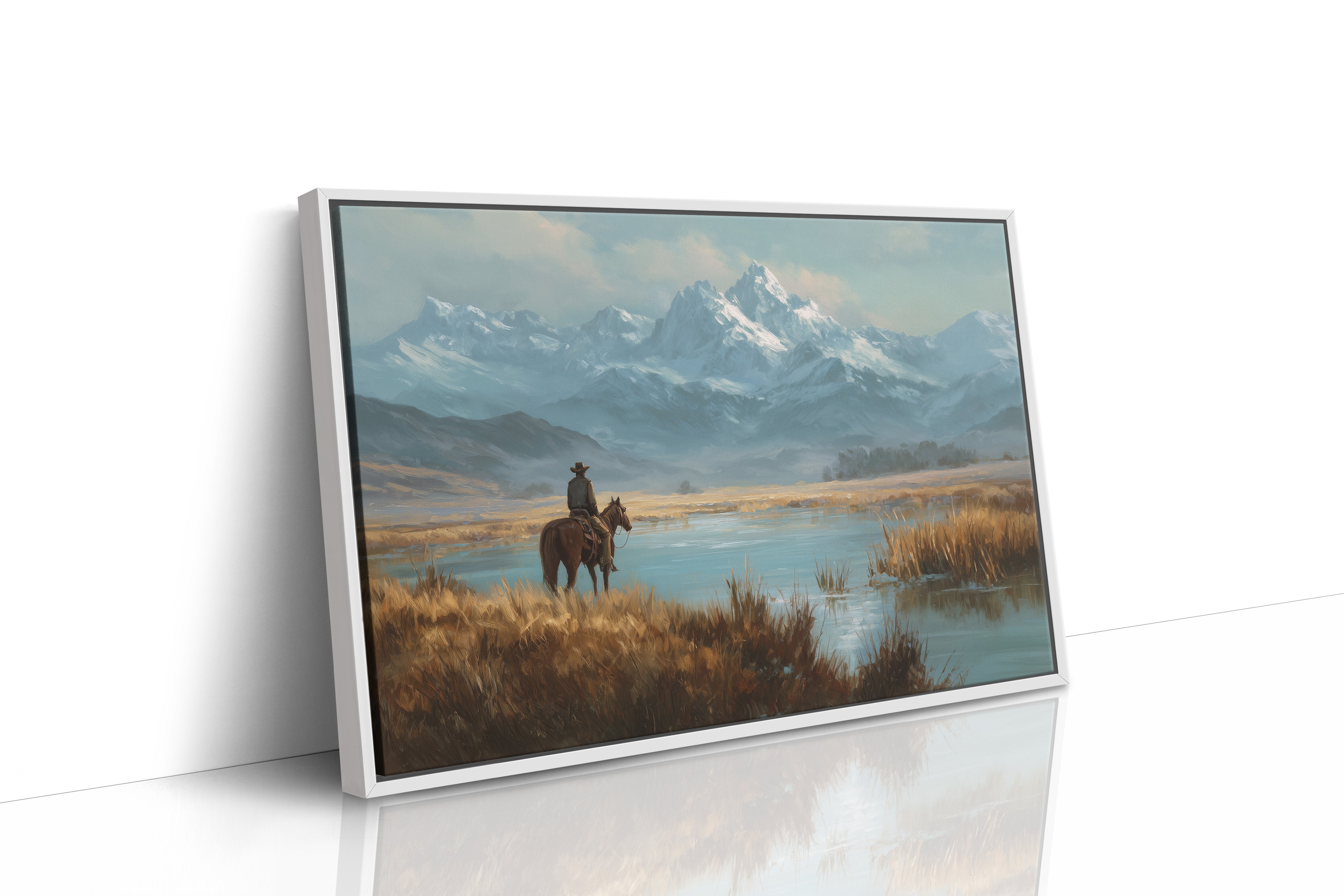 Lone Rider Faces Snowy Peaks
