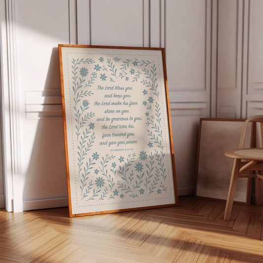 The Lord Bless You Floral Scripture Print