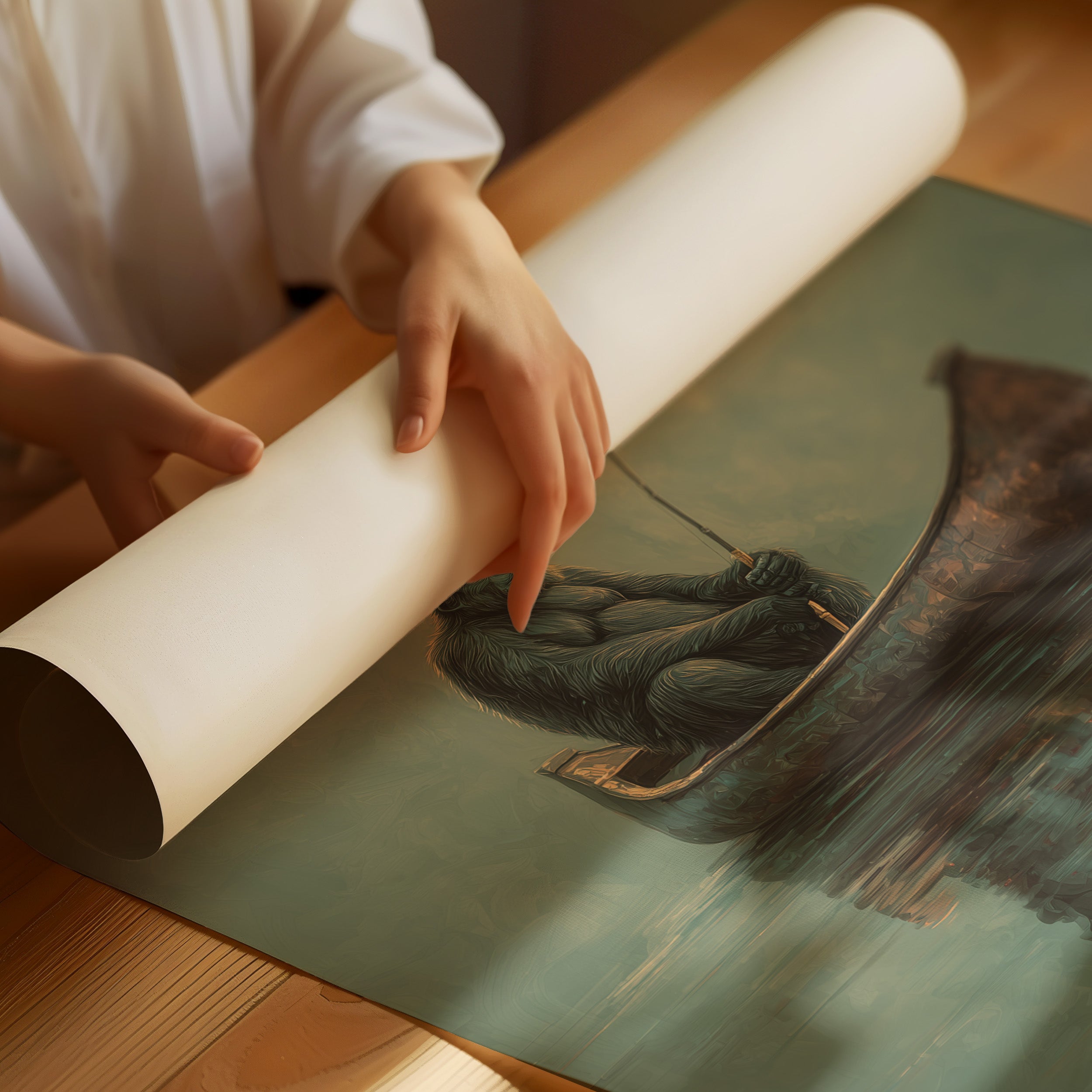 Contemplative Angler: Primate's Solitary Voyage