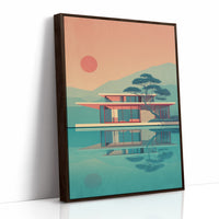 Mid Century Modern House at Sunset
