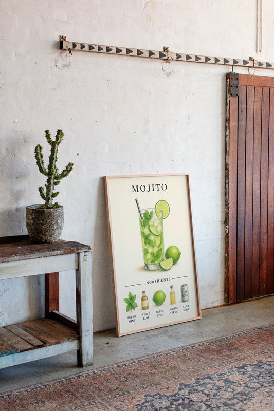Mojito Cocktail Recipe Art Print