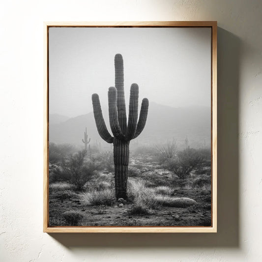 Cactus Standing Against The Mist
