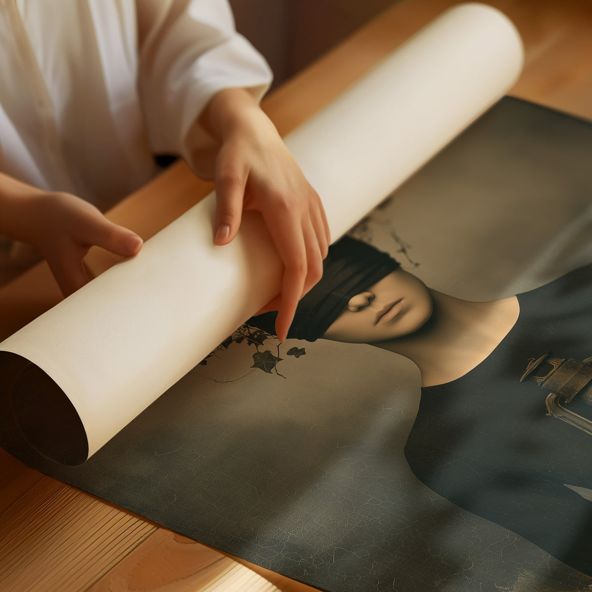 Blindfolded Time: Woman with a Glowing Lantern
