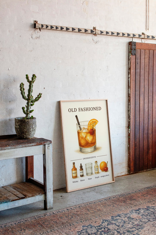 Old Fashioned Cocktail Recipe Art Print
