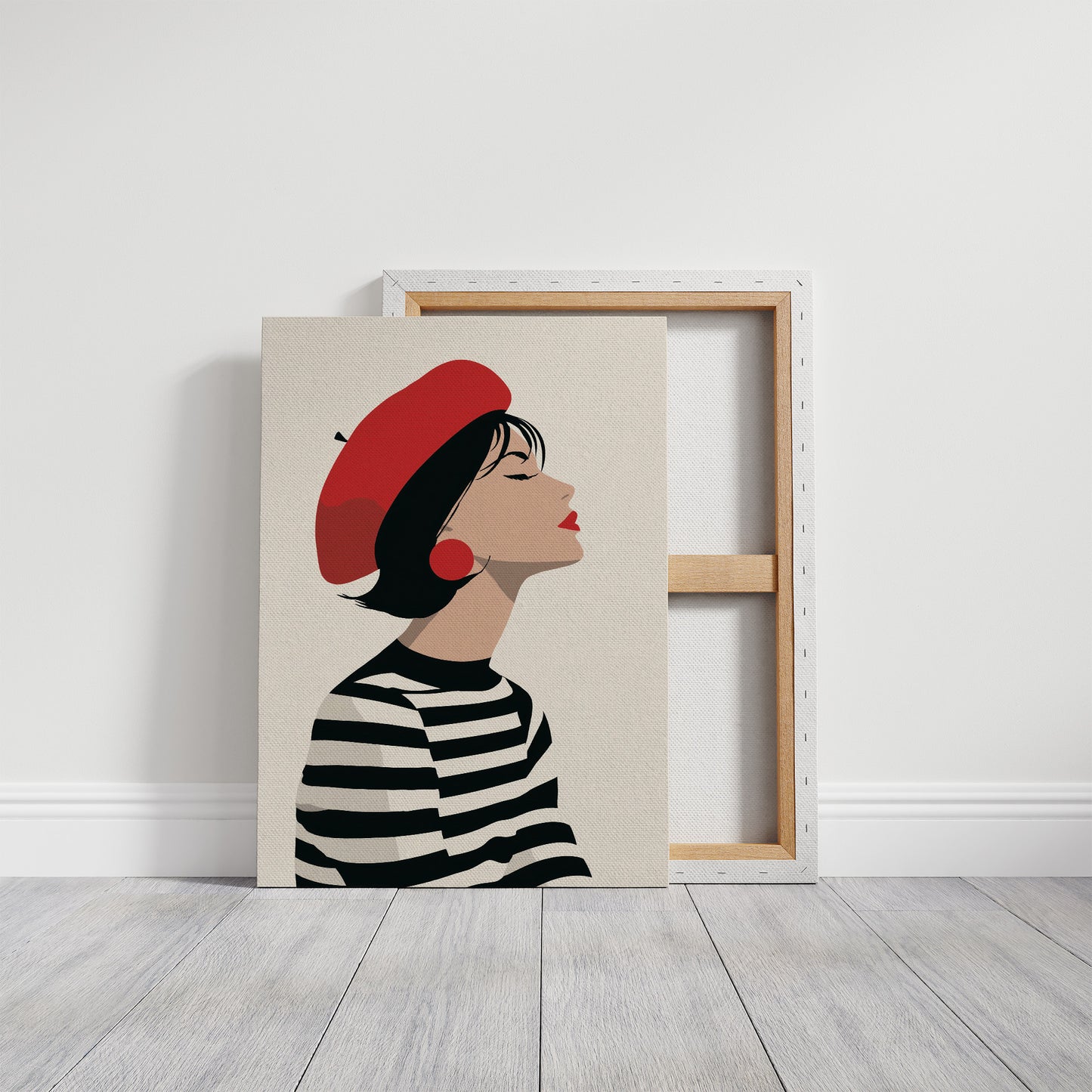 Parisian Reverie: Striped Elegance in Profile