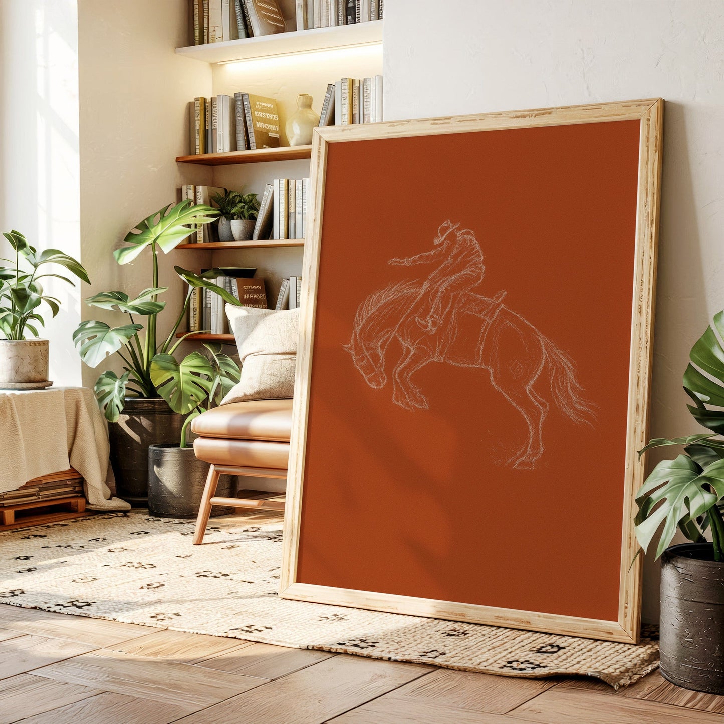 Minimalist Bronco Rider Sketch