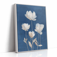 Ivory Blooms Against Blue