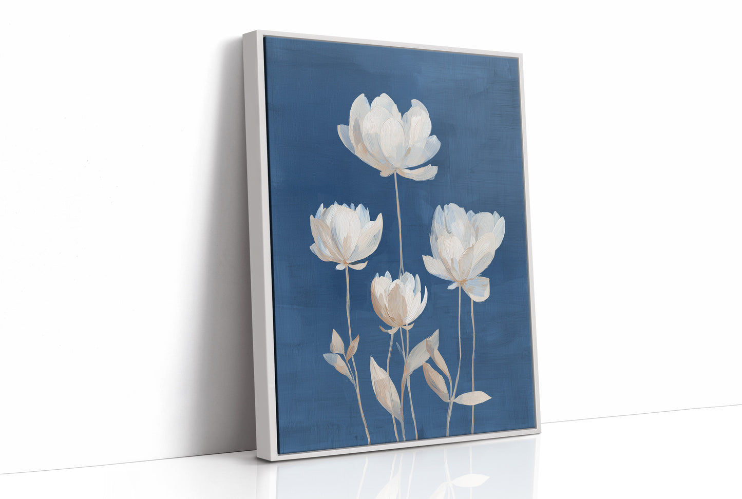 Ivory Blooms Against Blue