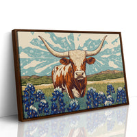 Texas Icon – Longhorn and Bluebonnets Pop Art