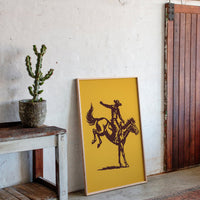 Vintage Rodeo Cowboy Silhouette Print