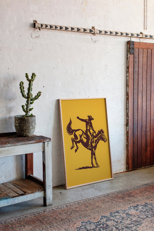 Vintage Rodeo Cowboy Silhouette Print