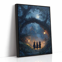 Three Figures Beneath the Moonlit Canopy