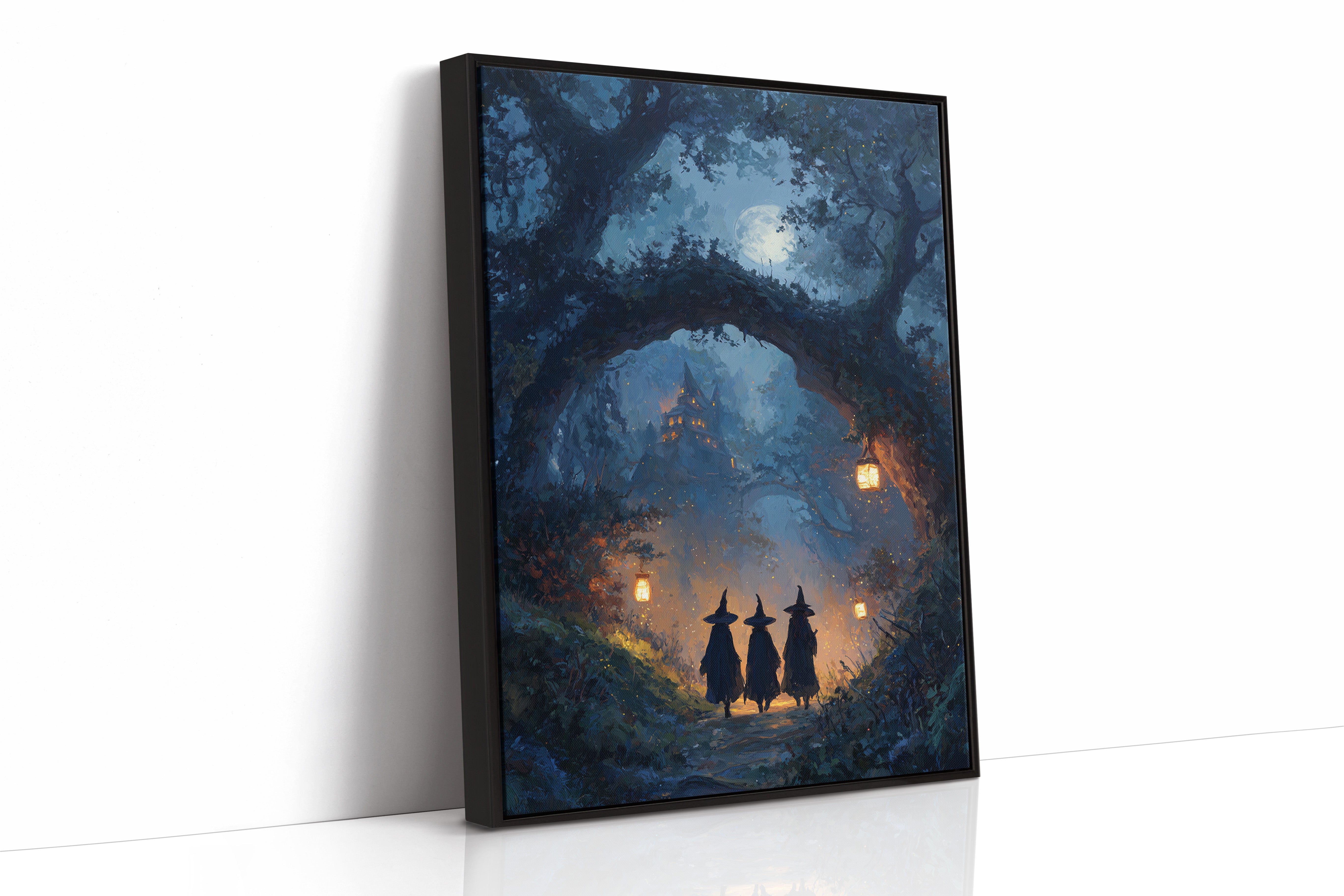 Three Figures Beneath the Moonlit Canopy