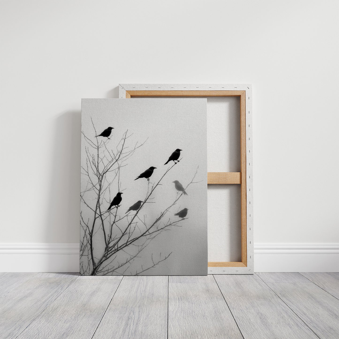 Ravens Perch On Winter Branches