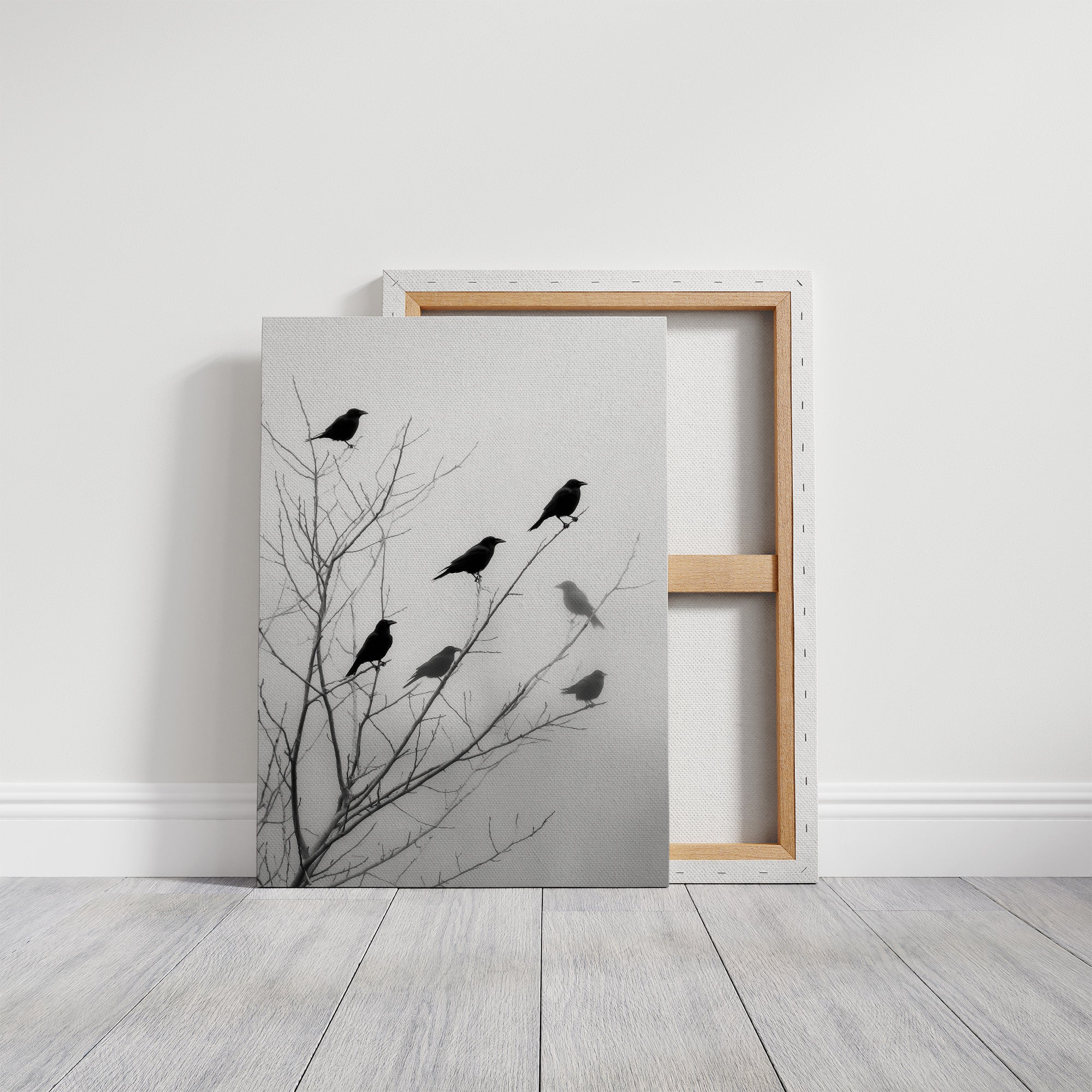 Ravens Perch On Winter Branches