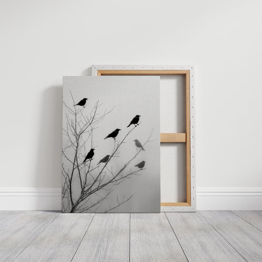 Ravens Perch On Winter Branches