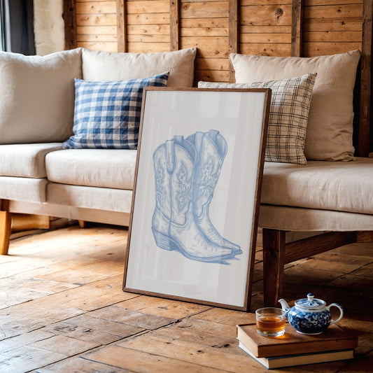 Vintage Western Heritage - Hand-Drawn Cowboy Boots