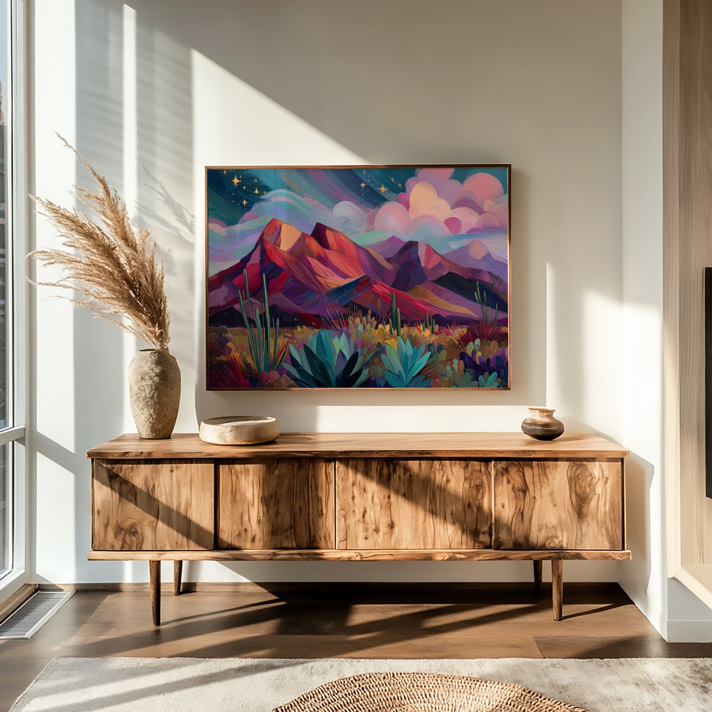 Twilight Blooms Among Desert Peaks