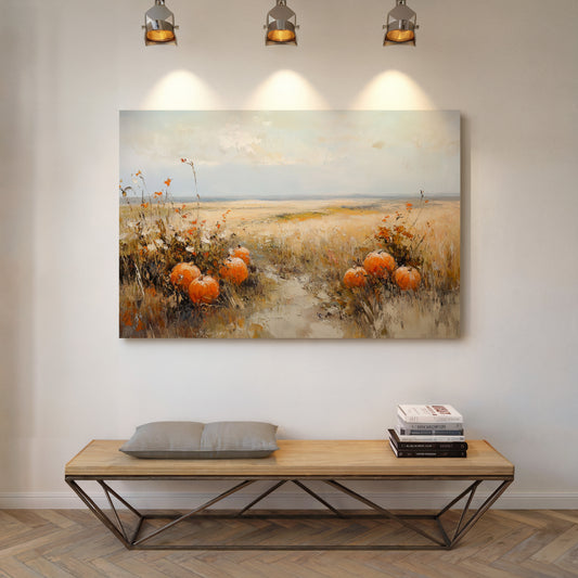 Pumpkins Rest In Golden Fields