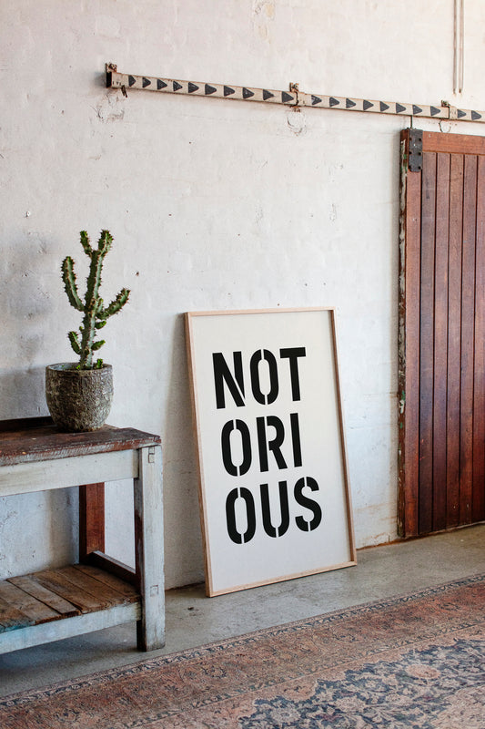 Notorious Bold Stencil Typography Print