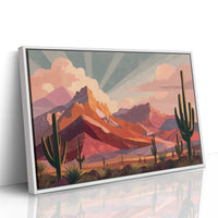 Saguaros Bathe In Coral Light