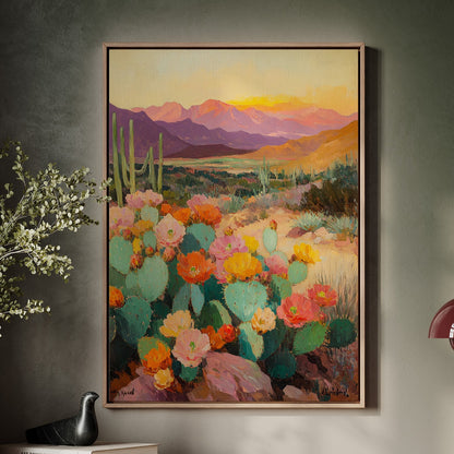 Desert Bloom Landscape – Southwestern Cactus Wall Art