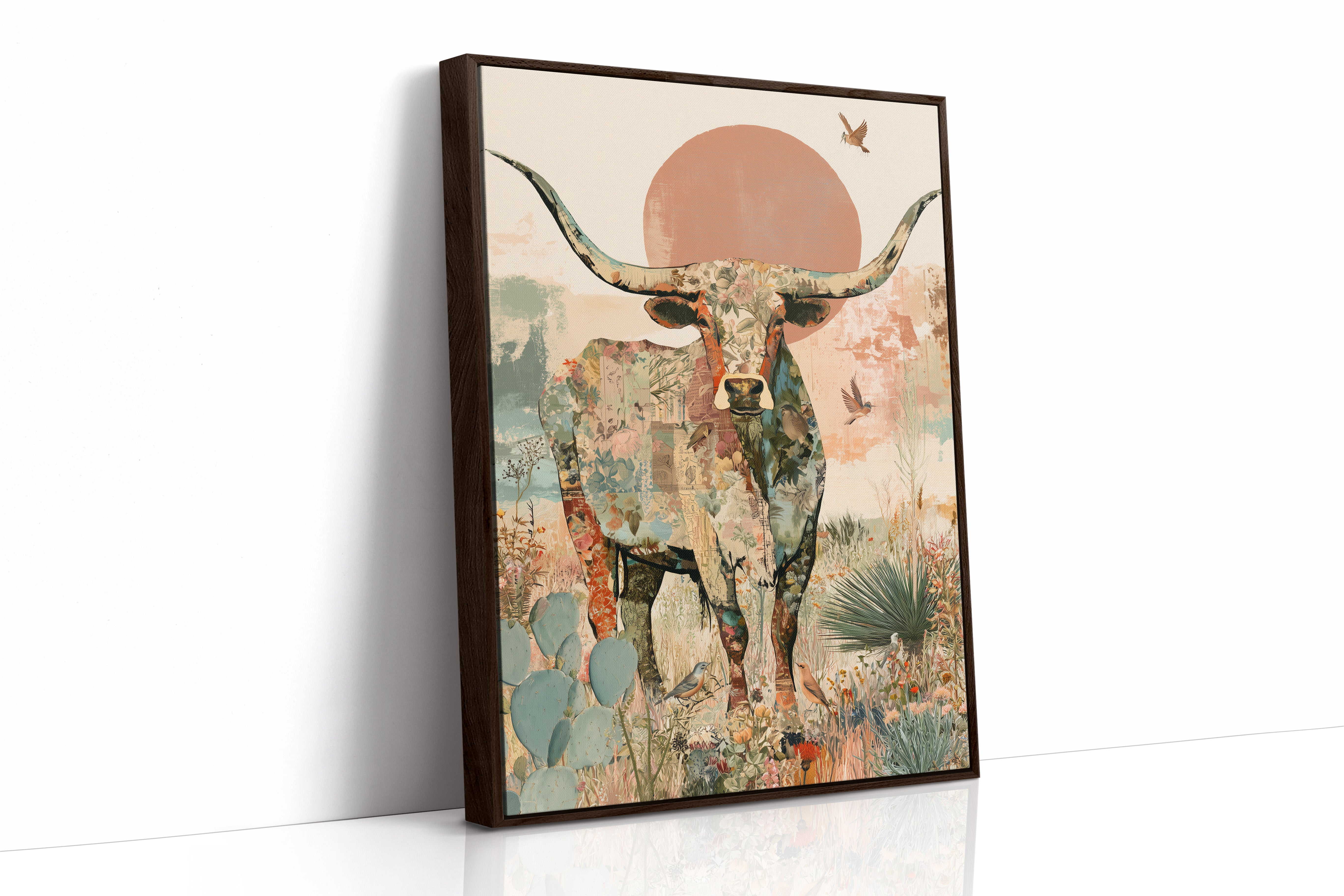Longhorn Botanical Sunset Collage