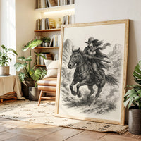 Grit & Dust – Cowgirl Outlaw Western Sketch Print