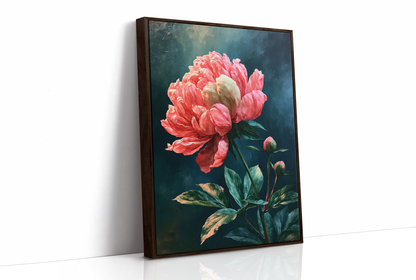 Coral Peony Against Midnight Blue