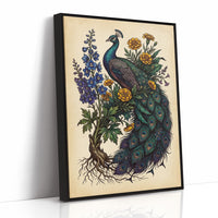 Peacock and Marigolds