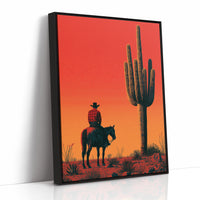 Rider at Dusk: Saguaro Silhouette