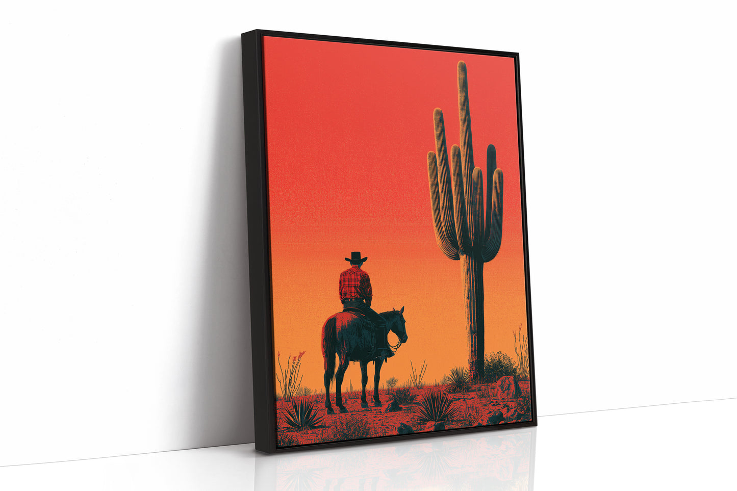 Rider at Dusk: Saguaro Silhouette