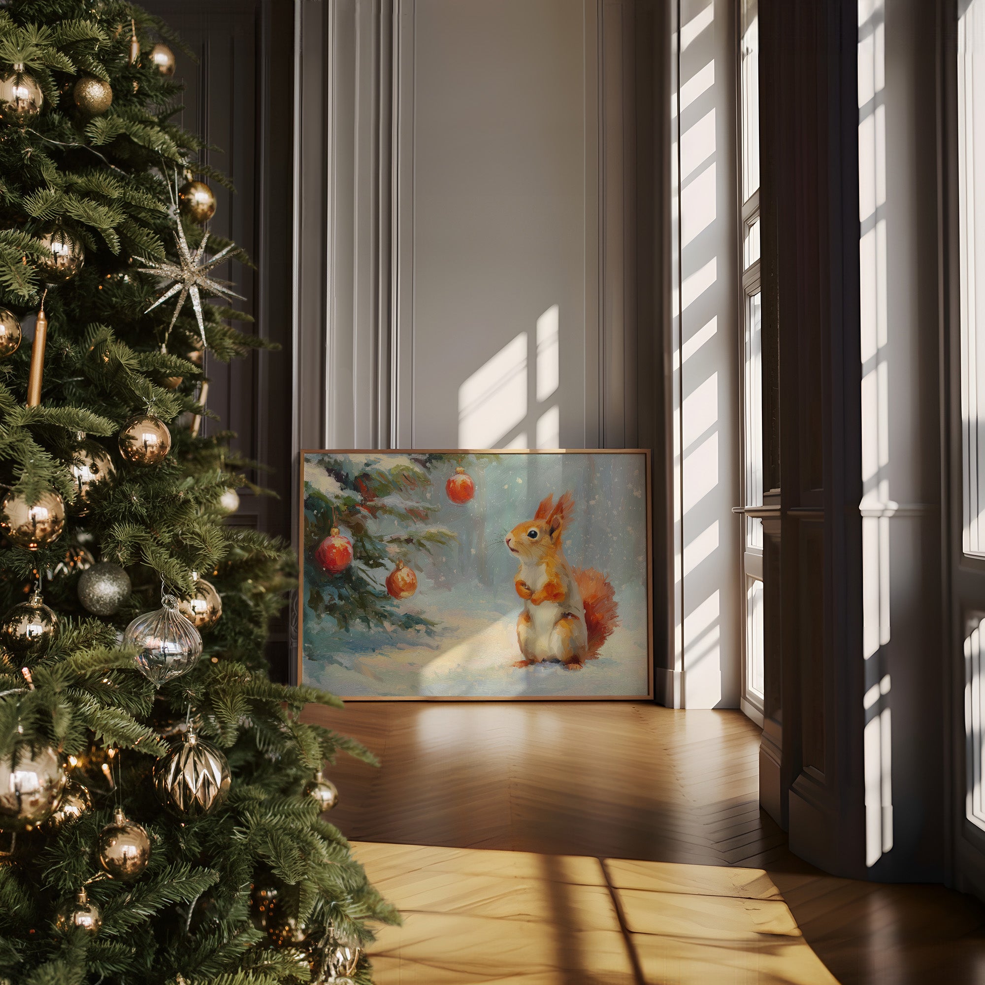 Winter Squirrel Discovers Christmas Magic