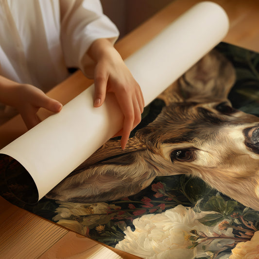 Noble Stag Among Blooming Peonies