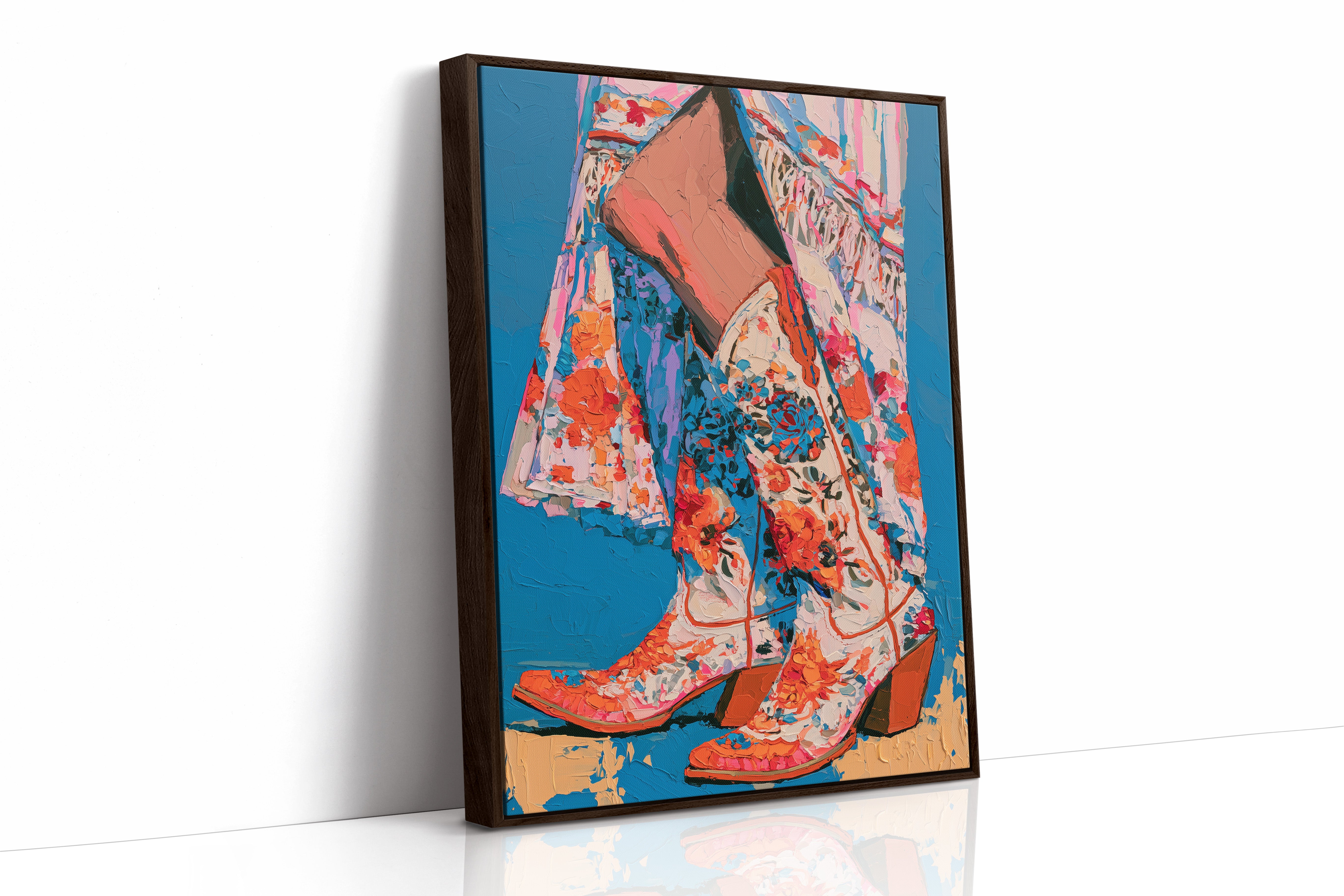 Floral Cowboy Boots Impasto Study