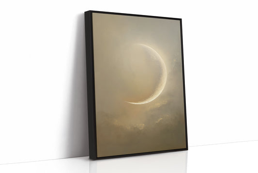 Crescent Moon Bathes In Golden Mist