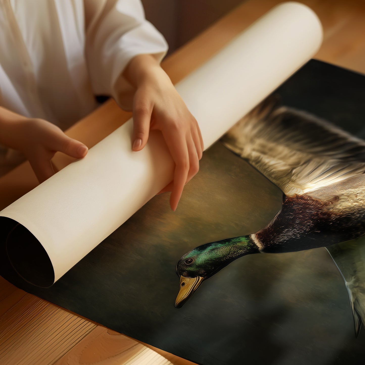 Mallard Rising On Bronze Air