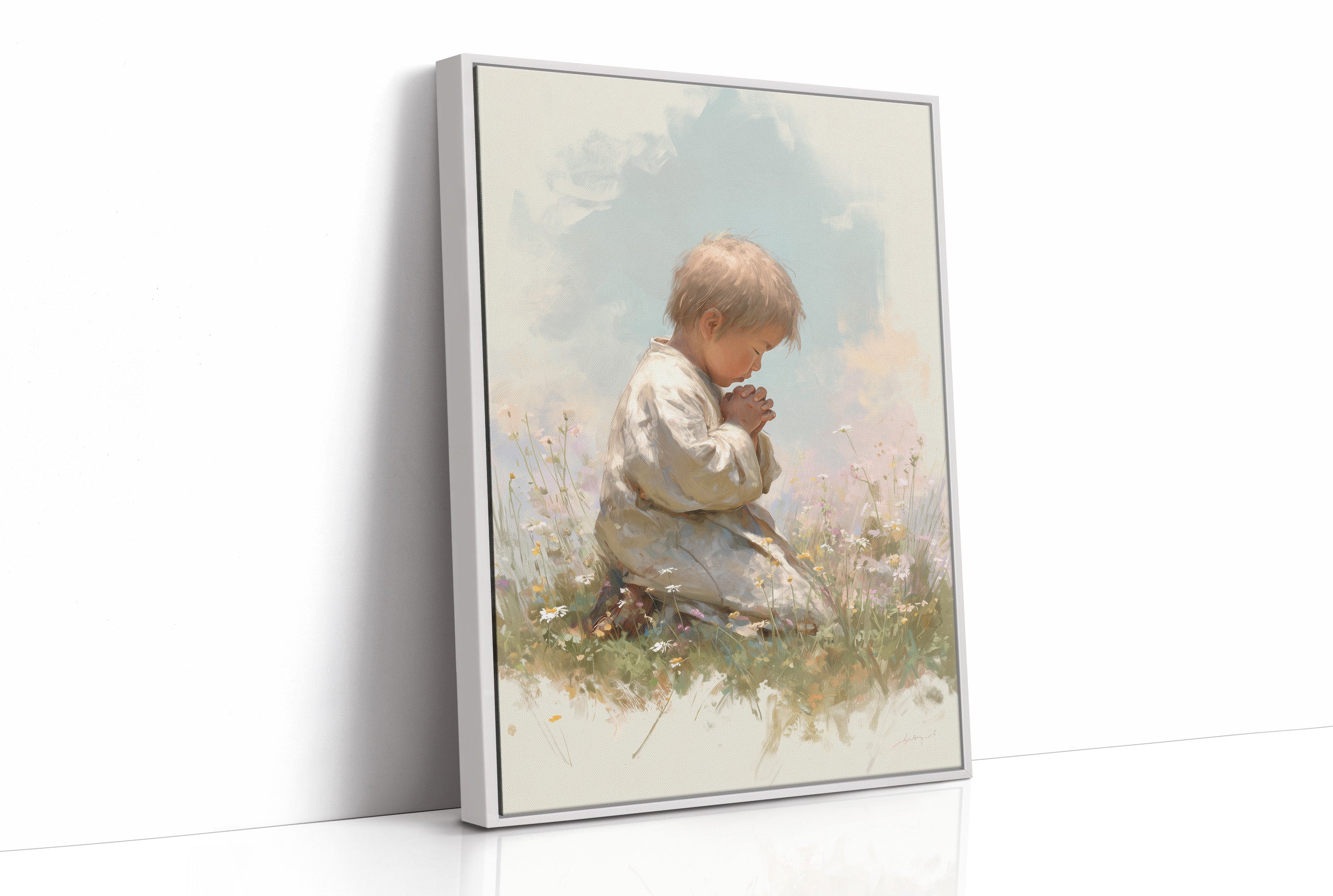Innocent Prayer Among Wildflowers