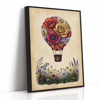 Floral Balloon Over Wildflowers