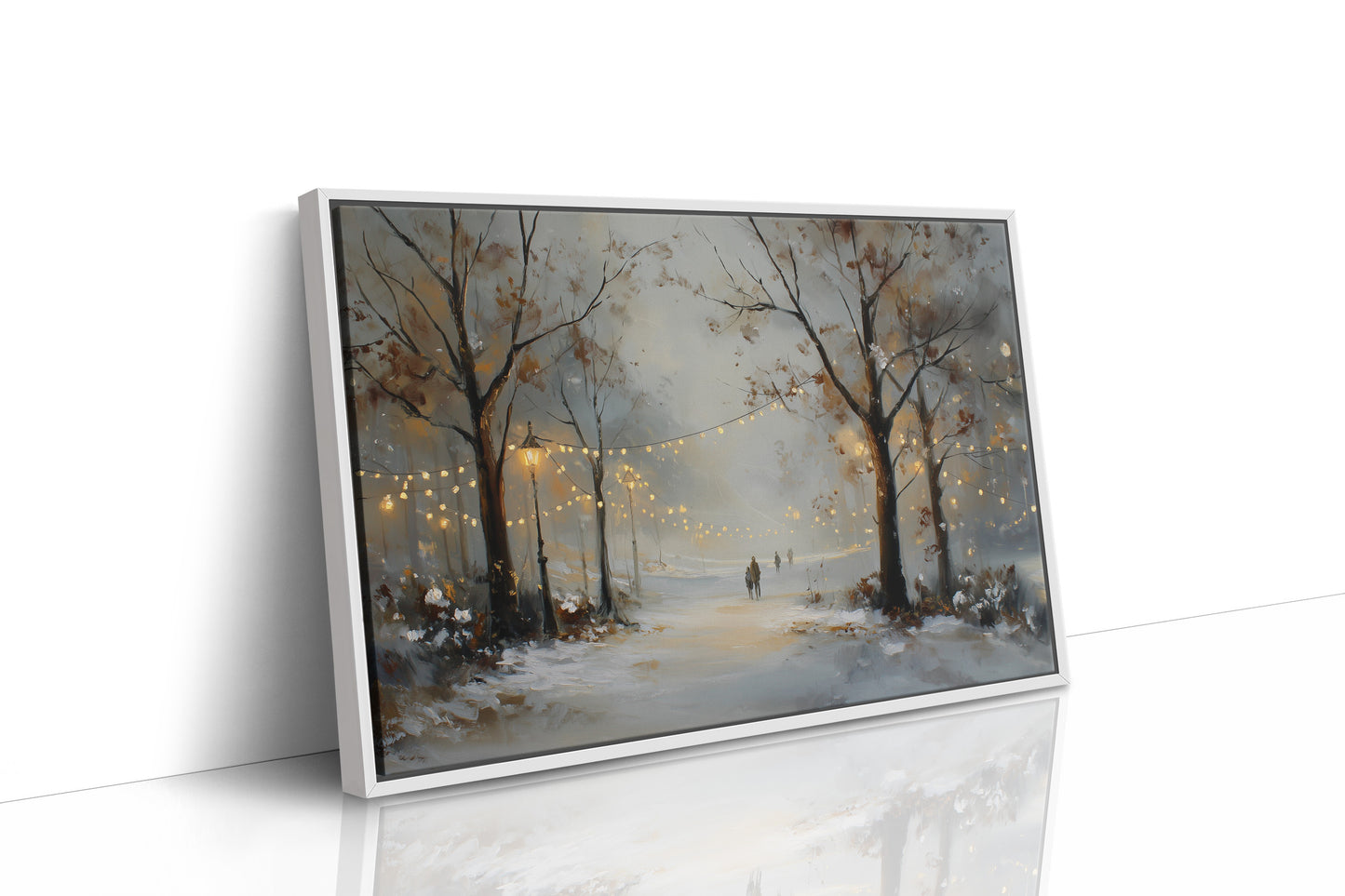 Luminous Winter Path Through Misty Woods